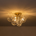 Modern Cluster Glass Bubble Semi Flush Mount Ceiling Chandelier - LightfixturesUAE