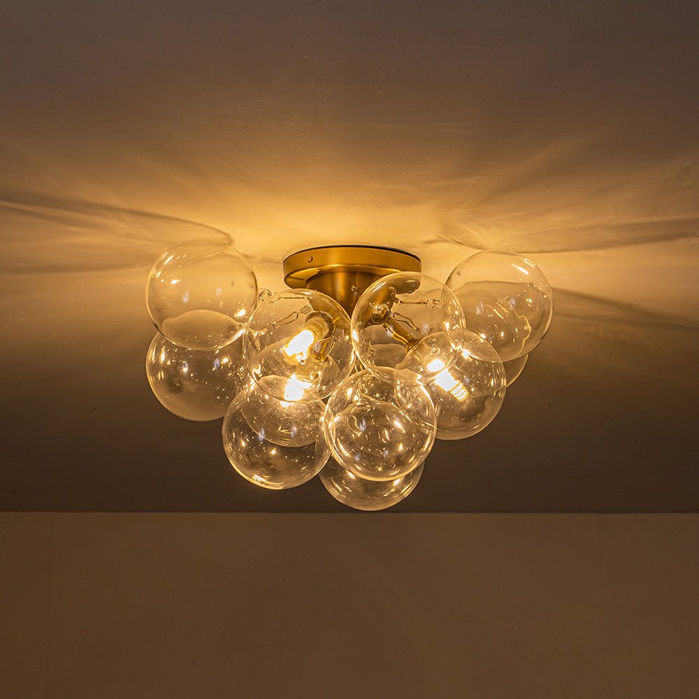 Modern Cluster Glass Bubble Semi Flush Mount Ceiling Chandelier - LightfixturesUAE