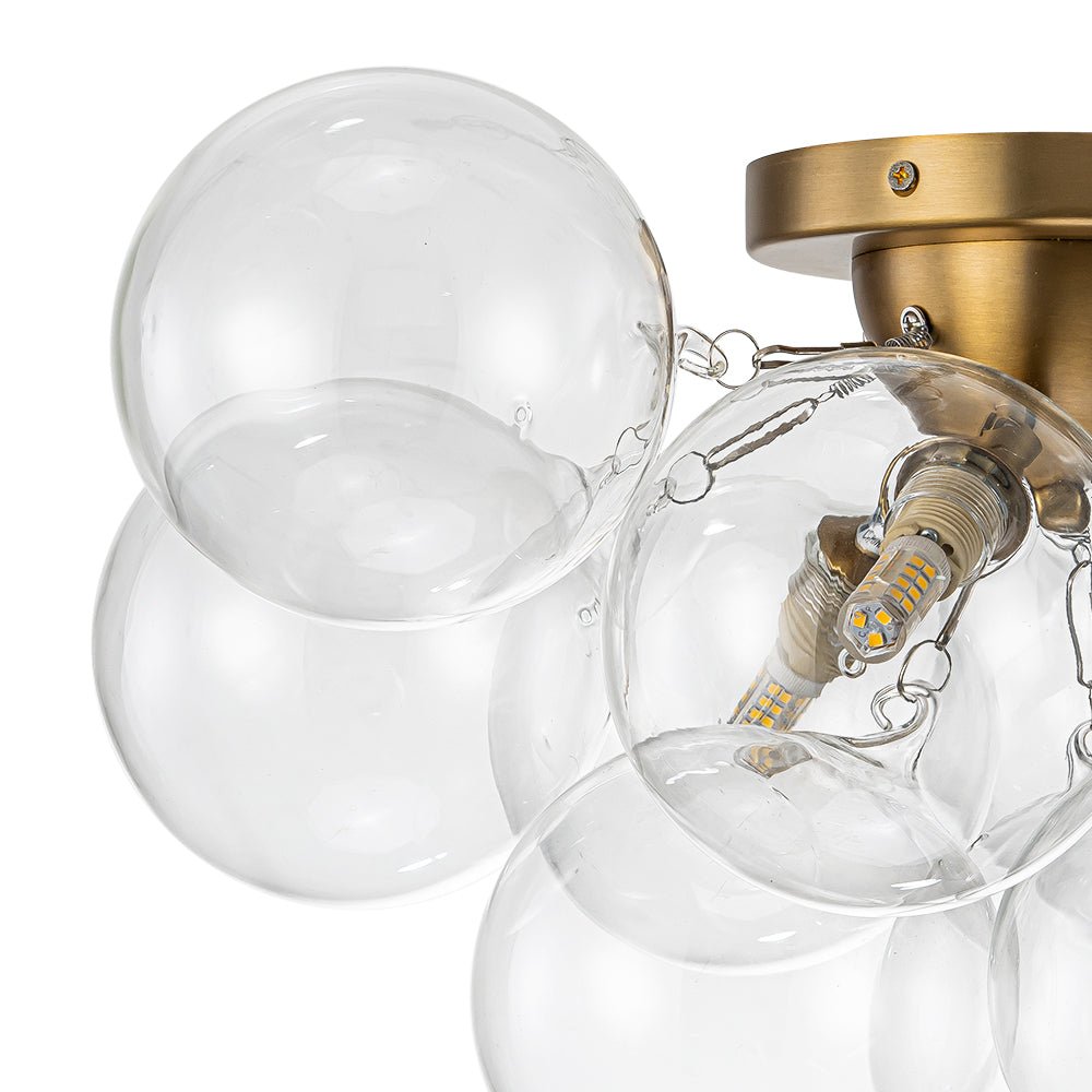 Modern Cluster Glass Bubble Semi Flush Mount Ceiling Chandelier - LightfixturesUAE