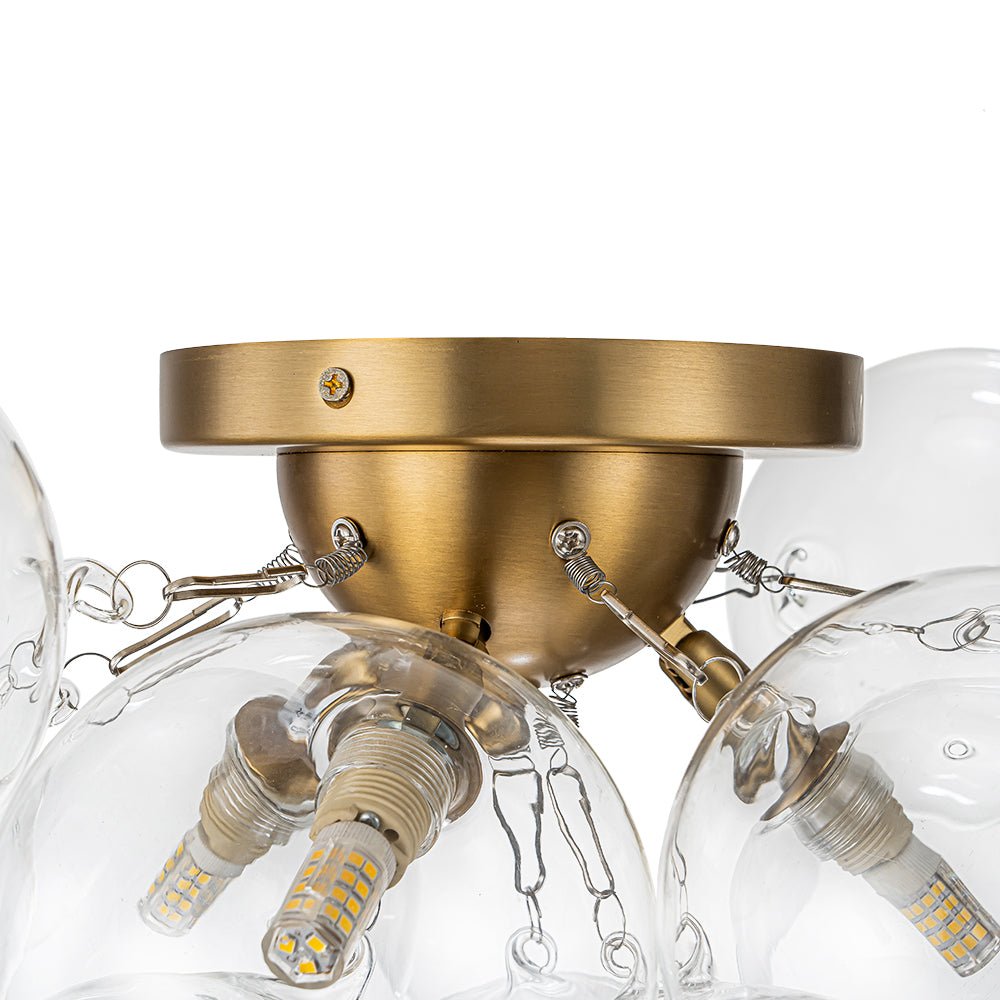 Modern Cluster Glass Bubble Semi Flush Mount Ceiling Chandelier - LightfixturesUAE