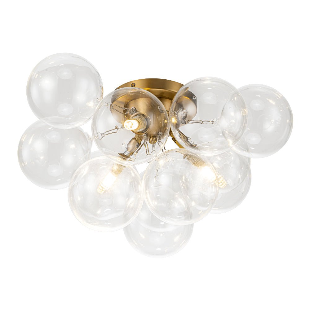 Modern Cluster Glass Bubble Semi Flush Mount Ceiling Chandelier - LightfixturesUAE