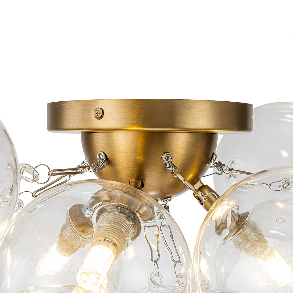 Modern Cluster Glass Bubble Semi Flush Mount Ceiling Chandelier - LightfixturesUAE