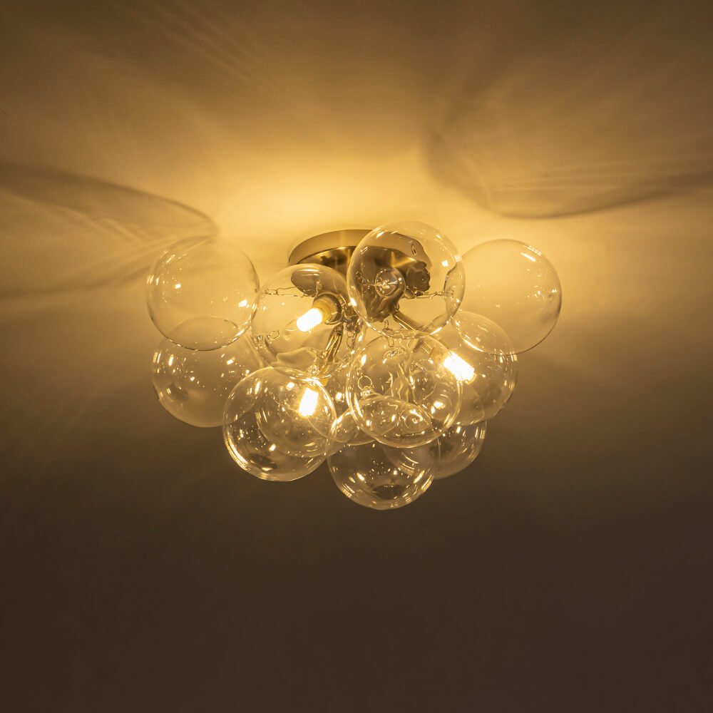 Modern Cluster Glass Bubble Semi Flush Mount Ceiling Chandelier - LightfixturesUAE