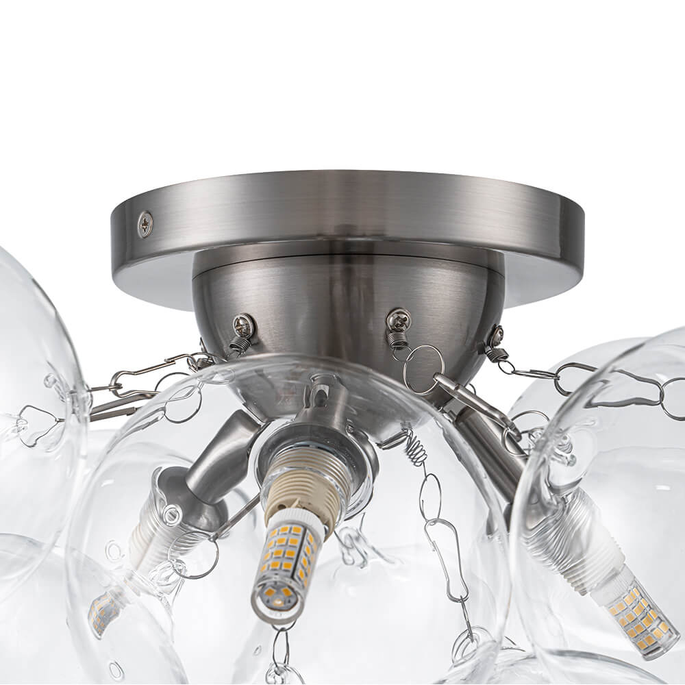 Modern Cluster Glass Bubble Semi Flush Mount Ceiling Chandelier - LightfixturesUAE