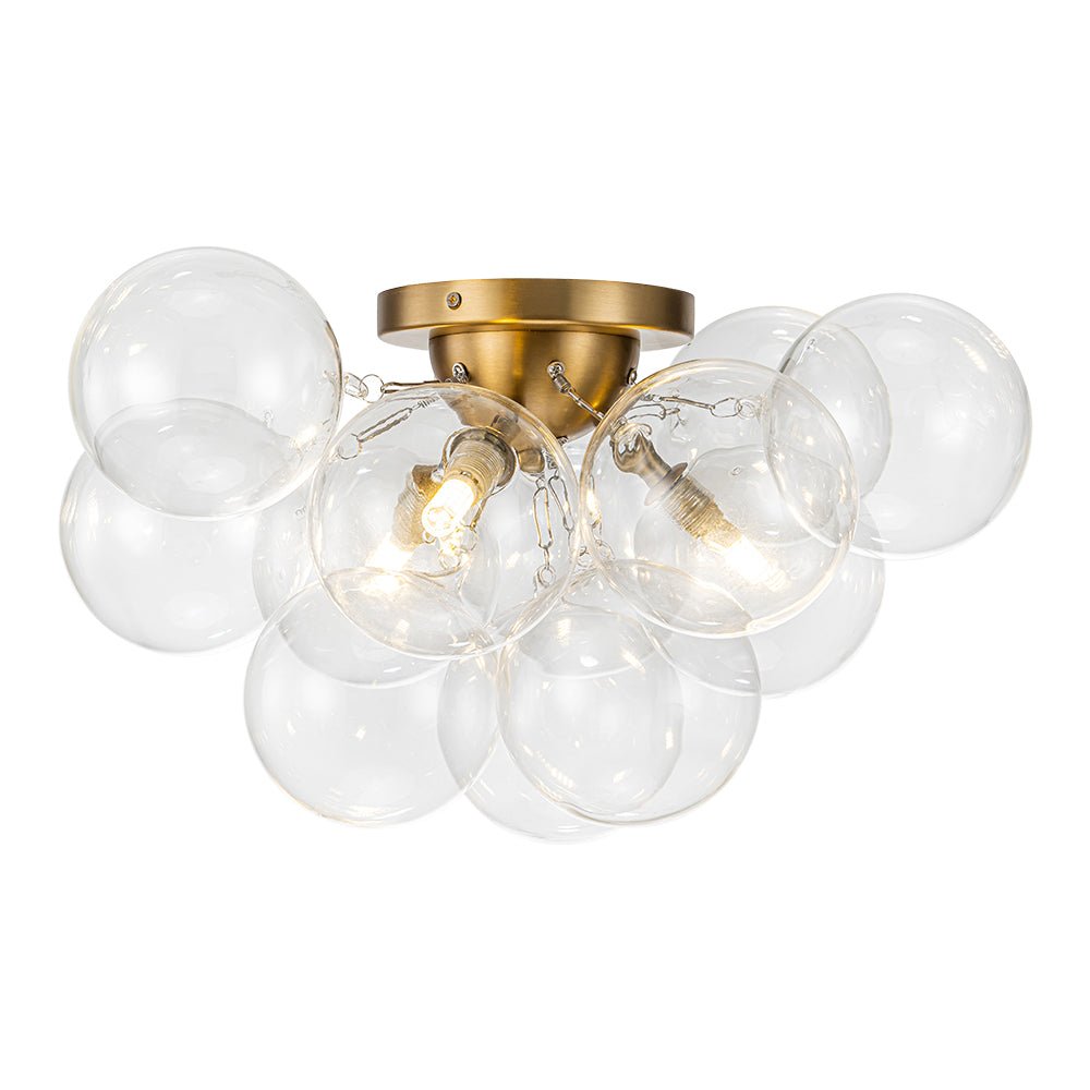 Modern Cluster Glass Bubble Semi Flush Mount Ceiling Chandelier - LightfixturesUAE