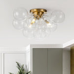 Modern Cluster Glass Bubble Semi Flush Mount Ceiling Chandelier - LightfixturesUAE