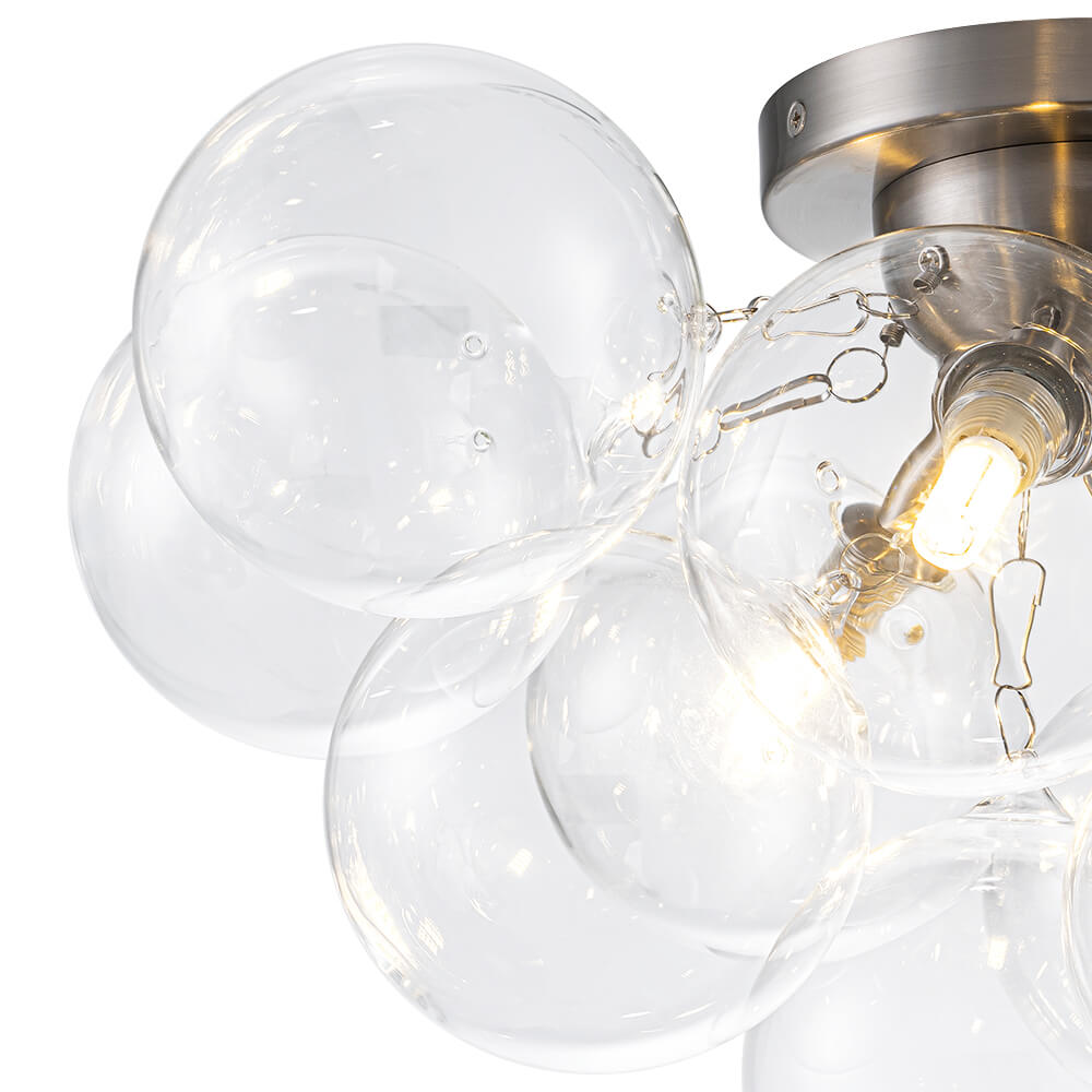 Modern Cluster Glass Bubble Semi Flush Mount Ceiling Chandelier - LightfixturesUAE