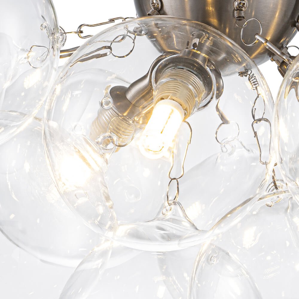 Modern Cluster Glass Bubble Semi Flush Mount Ceiling Chandelier - LightfixturesUAE