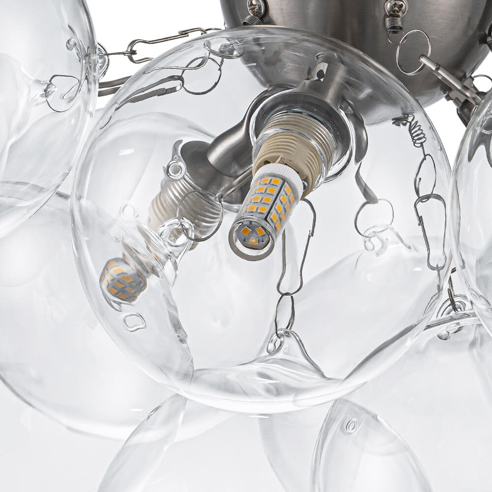 Modern Cluster Glass Bubble Semi Flush Mount Ceiling Chandelier - LightfixturesUAE