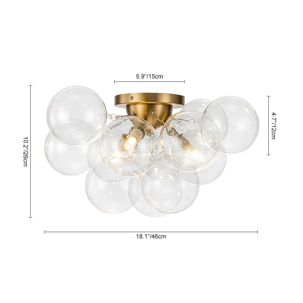 Modern Cluster Glass Bubble Semi Flush Mount Ceiling Chandelier - LightfixturesUAE