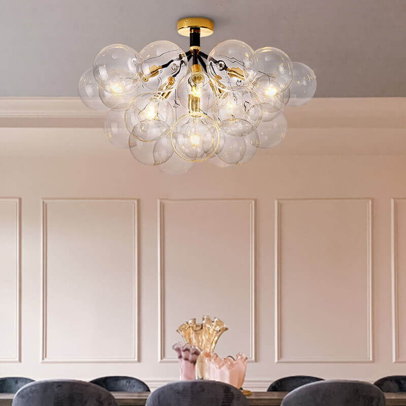 Modern Cluster Glass Bubble Semi Flush Mount Ceiling Light - LightfixturesUAE