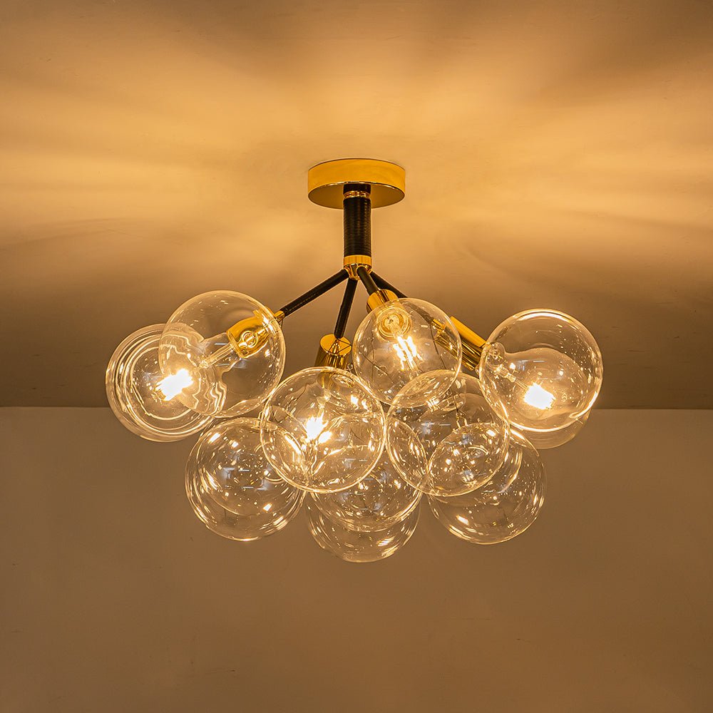Modern Cluster Glass Bubble Semi Flush Mount Ceiling Light - LightfixturesUAE