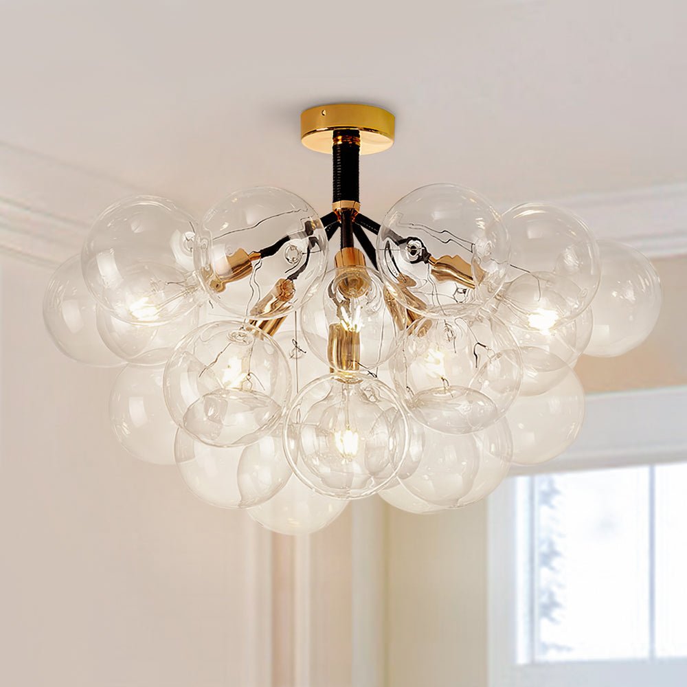 Modern Cluster Glass Bubble Semi Flush Mount Ceiling Light - LightfixturesUAE