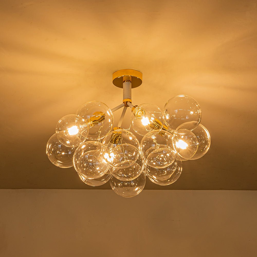Modern Cluster Glass Bubble Semi Flush Mount Ceiling Light - LightfixturesUAE