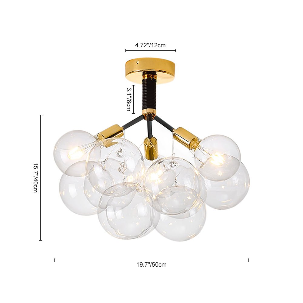 Modern Cluster Glass Bubble Semi Flush Mount Ceiling Light - LightfixturesUAE