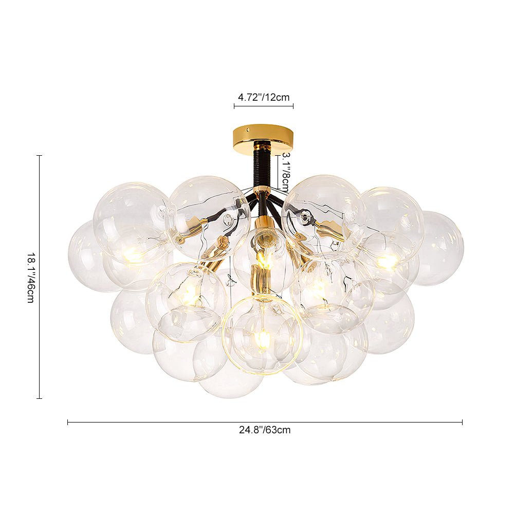 Modern Cluster Glass Bubble Semi Flush Mount Ceiling Light - LightfixturesUAE
