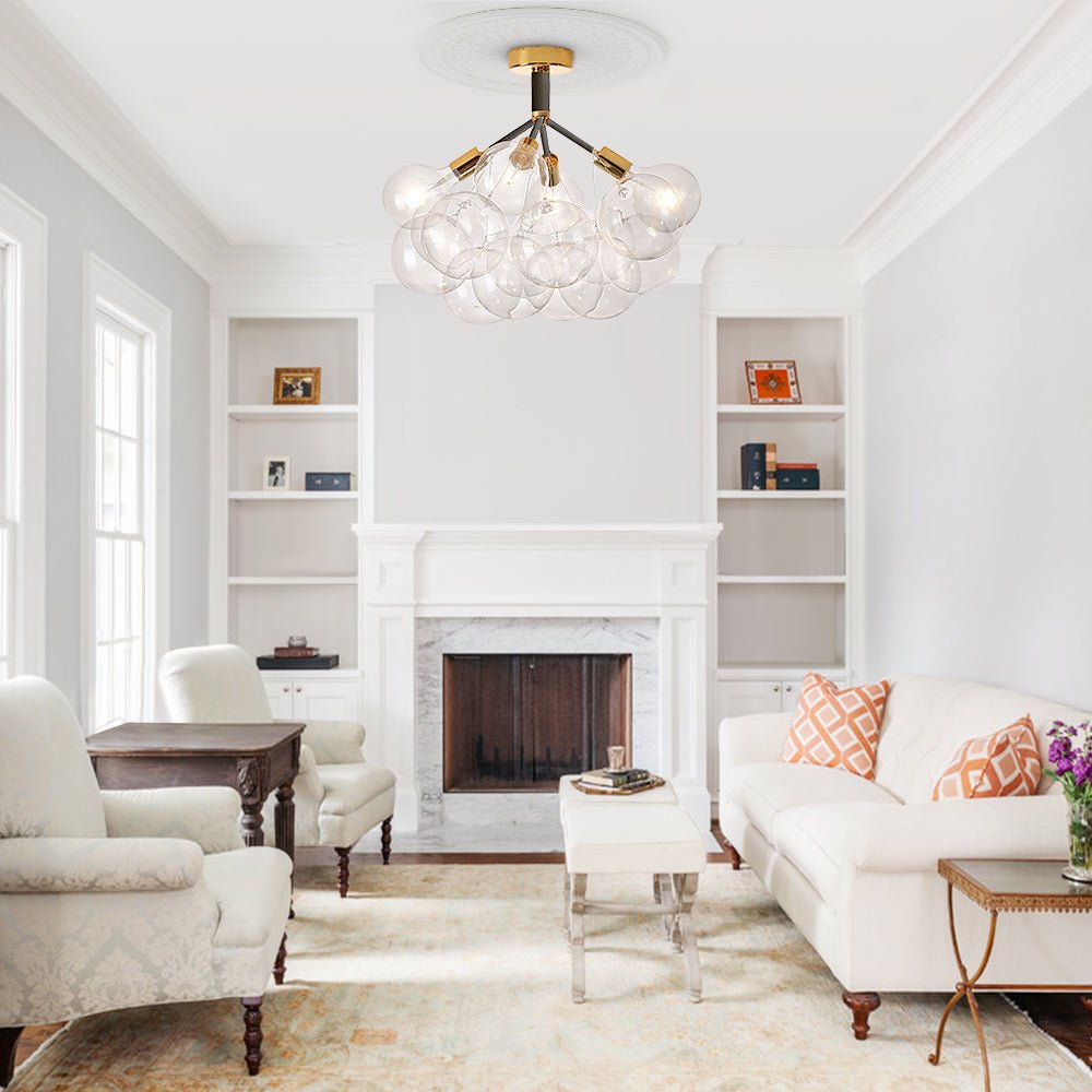 Modern Cluster Glass Bubble Semi Flush Mount Ceiling Light - LightfixturesUAE