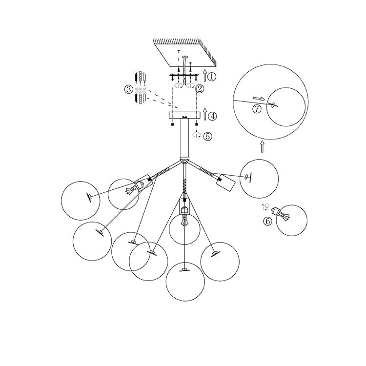 Modern Cluster Glass Bubble Semi Flush Mount Ceiling Light - LightfixturesUAE