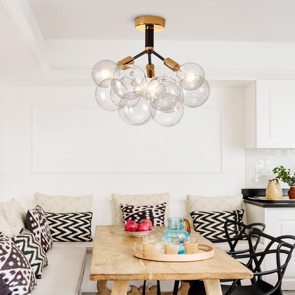 Modern Cluster Glass Bubble Semi Flush Mount Ceiling Light - LightfixturesUAE