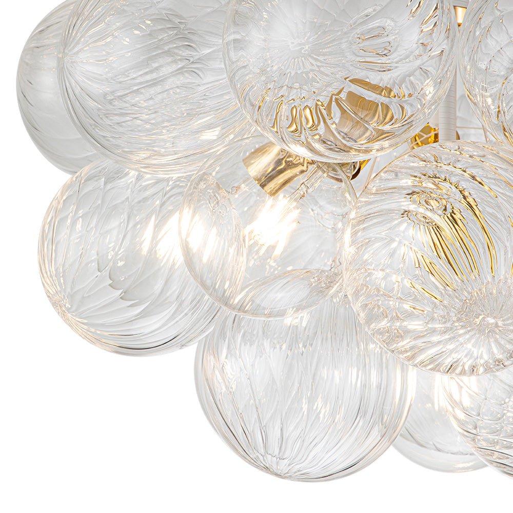 Modern Cluster Ribbed Clear Glass Bubble Chandelier - LightfixturesUAE