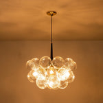 Modern Cluster Ribbed Clear Glass Bubble Chandelier - LightfixturesUAE