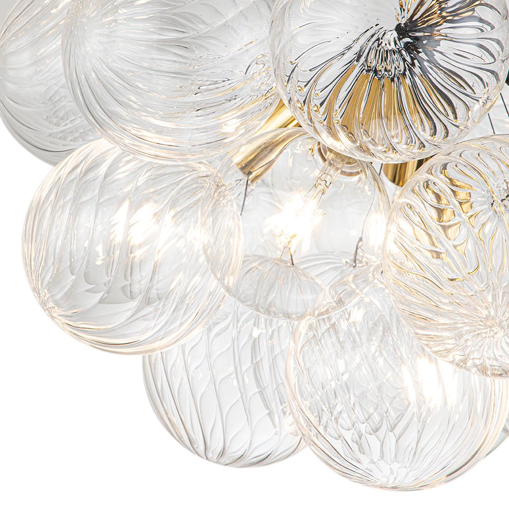 Modern Cluster Ribbed Clear Glass Bubble Chandelier - LightfixturesUAE