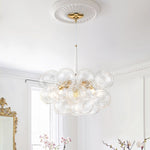 Modern Cluster Ribbed Clear Glass Bubble Chandelier - LightfixturesUAE