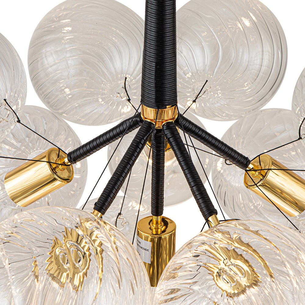 Modern Cluster Ribbed Clear Glass Bubble Chandelier - LightfixturesUAE