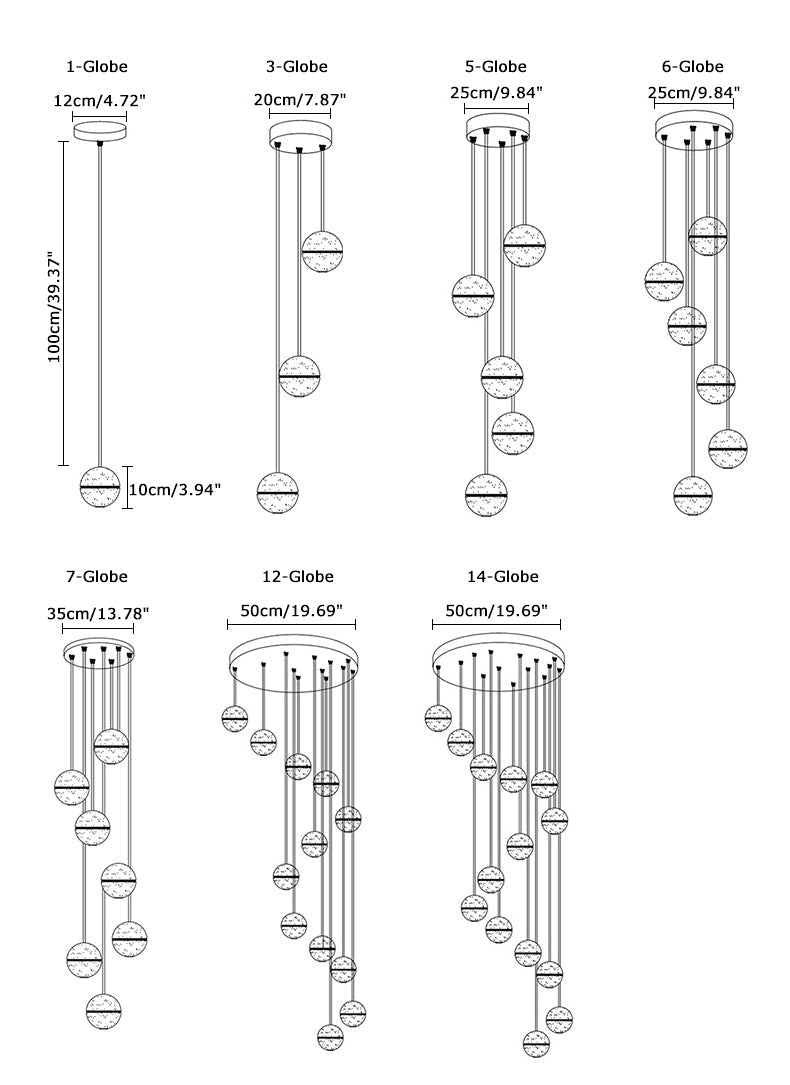 Modern Crystal Ball Staircase Pendant Light - LightfixturesUAE