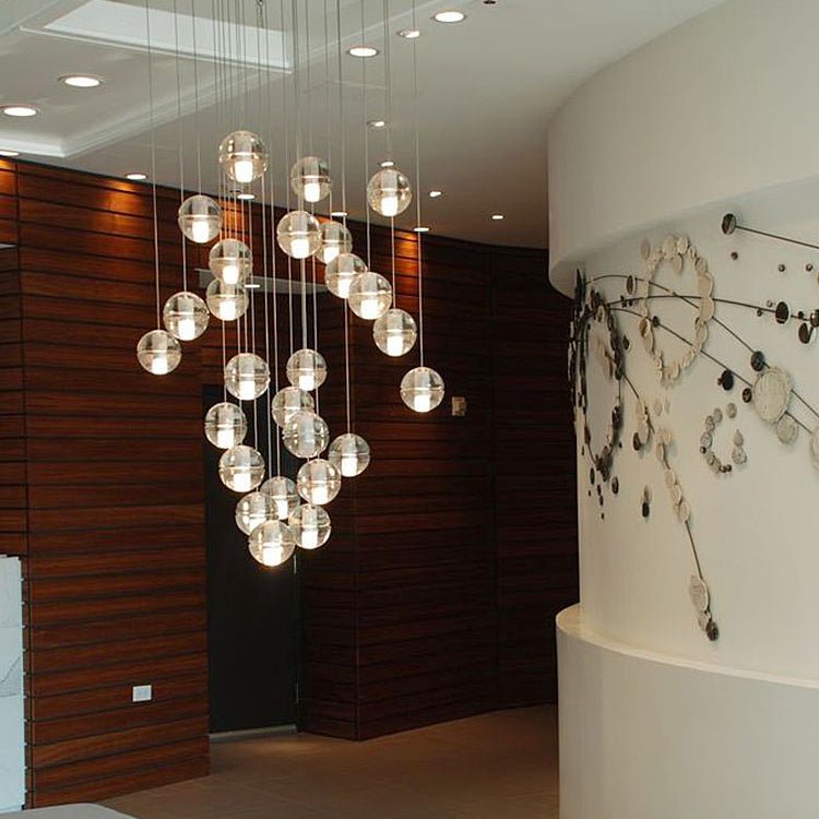 Modern Crystal Ball Staircase Pendant Light - LightfixturesUAE