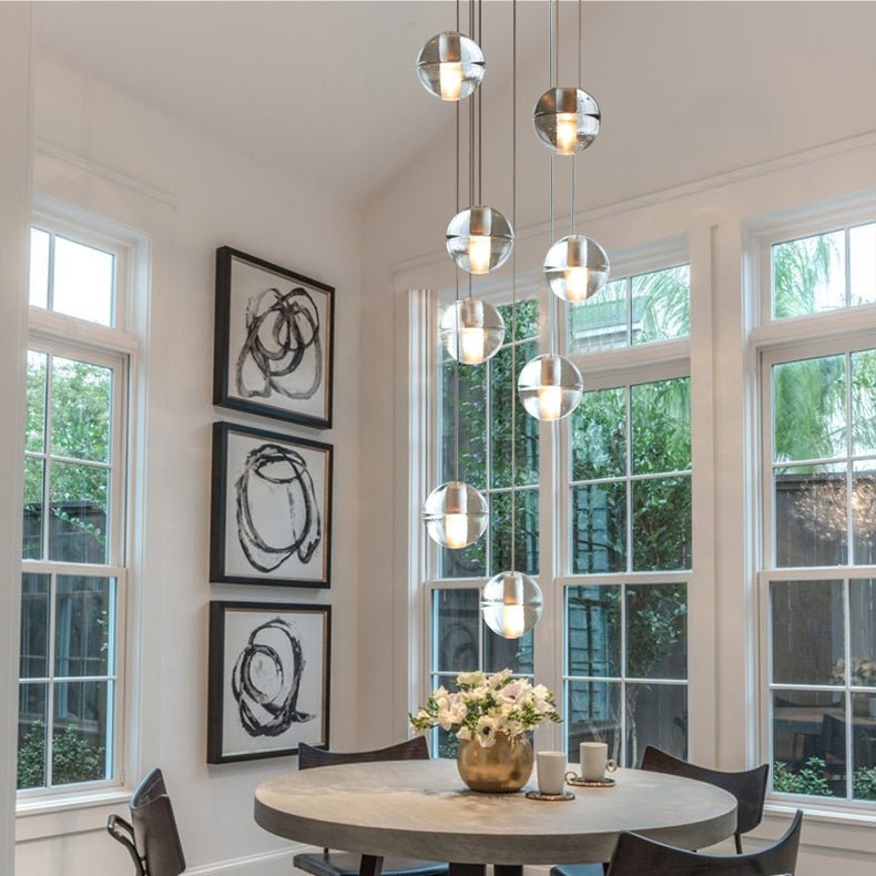 Modern Crystal Ball Staircase Pendant Light - LightfixturesUAE