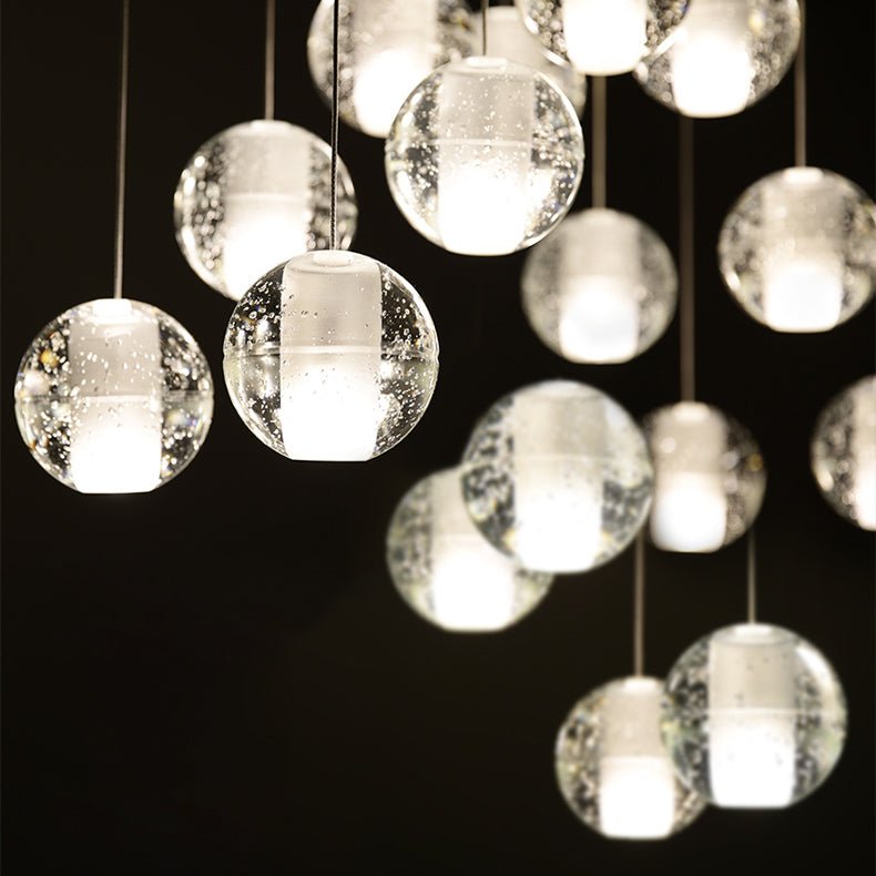 Modern Crystal Ball Staircase Pendant Light - LightfixturesUAE