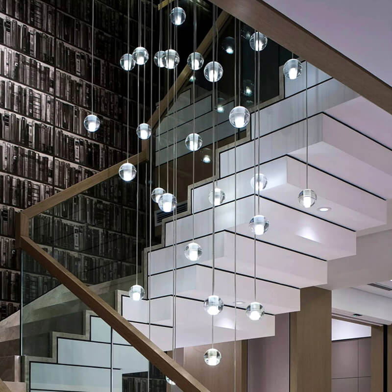 Modern Crystal Ball Staircase Pendant Light - LightfixturesUAE