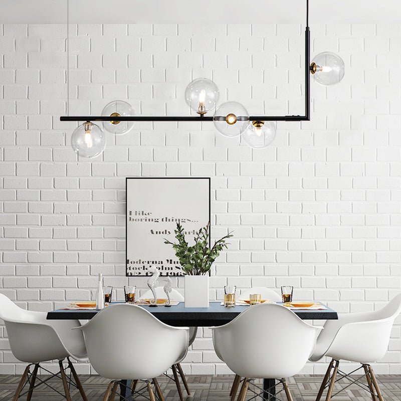Modern Design 6 - Light Linear Glass Globe Chandelier - LightfixturesUAE