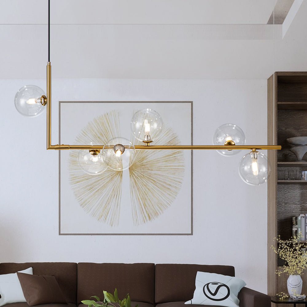 Modern Design 6 - Light Linear Glass Globe Chandelier - LightfixturesUAE