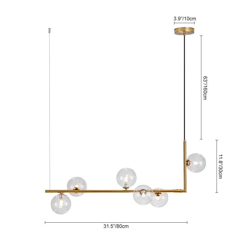 Modern Design 6 - Light Linear Glass Globe Chandelier - LightfixturesUAE