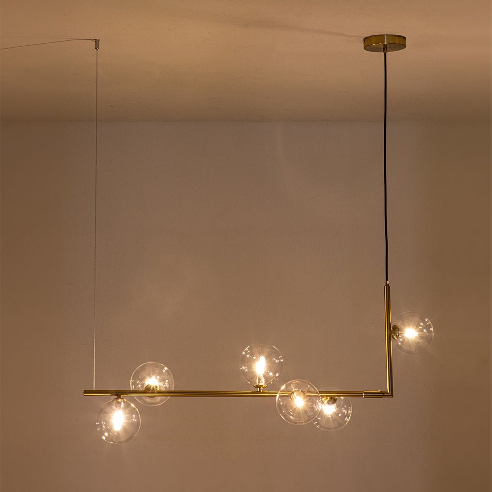 Modern Design 6 - Light Linear Glass Globe Chandelier - LightfixturesUAE