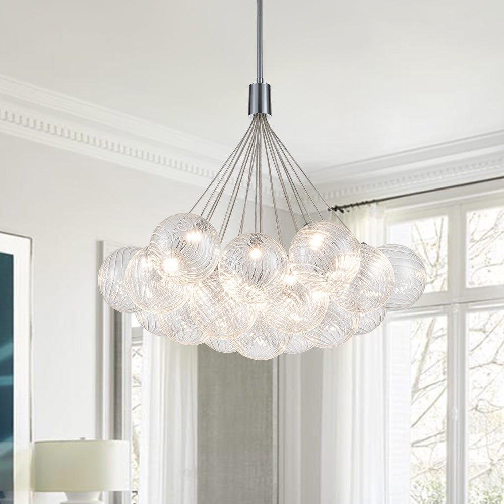 Modern Dimmable LED Cluster Glass Bubble Chandelier - LightfixturesUAE