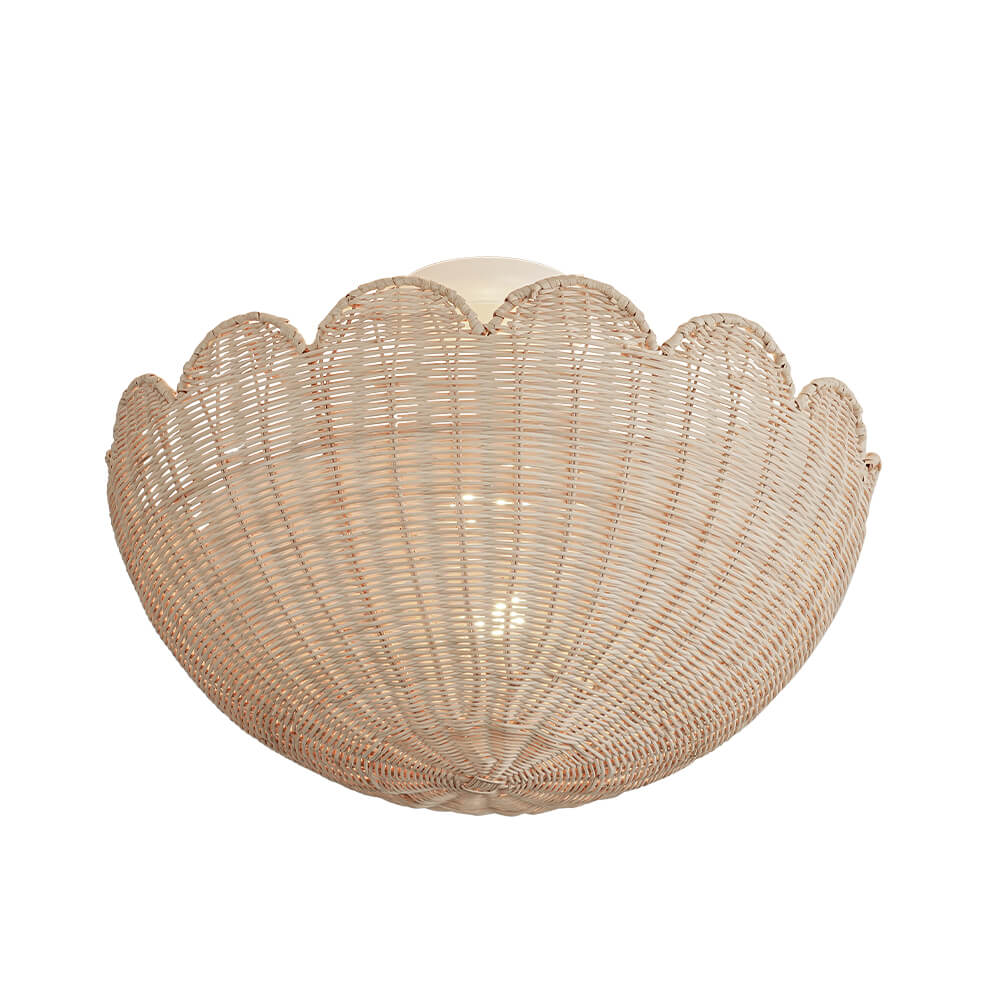 Modern Farmhouse 2 - Light Scallop Rattan Semi - Flush Mount - LightfixturesUAE