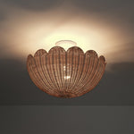 Modern Farmhouse 2 - Light Scallop Rattan Semi - Flush Mount - LightfixturesUAE