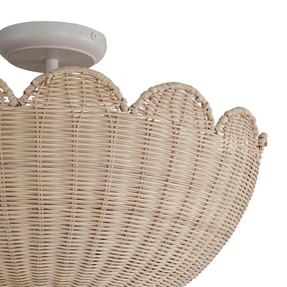 Modern Farmhouse 2 - Light Scallop Rattan Semi - Flush Mount - LightfixturesUAE