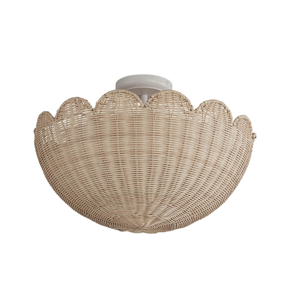 Modern Farmhouse 2 - Light Scallop Rattan Semi - Flush Mount - LightfixturesUAE