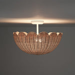 Modern Farmhouse 2 - Light Scallop Rattan Semi - Flush Mount - LightfixturesUAE