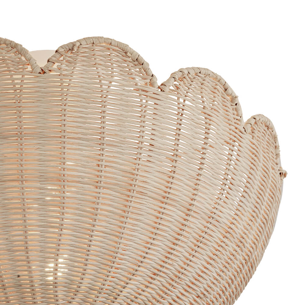 Modern Farmhouse 2 - Light Scallop Rattan Semi - Flush Mount - LightfixturesUAE