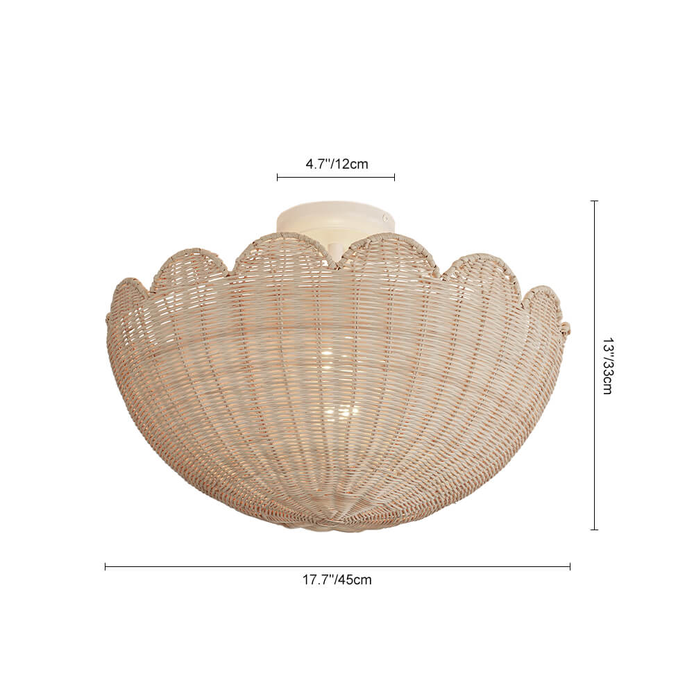 Modern Farmhouse 2 - Light Scallop Rattan Semi - Flush Mount - LightfixturesUAE