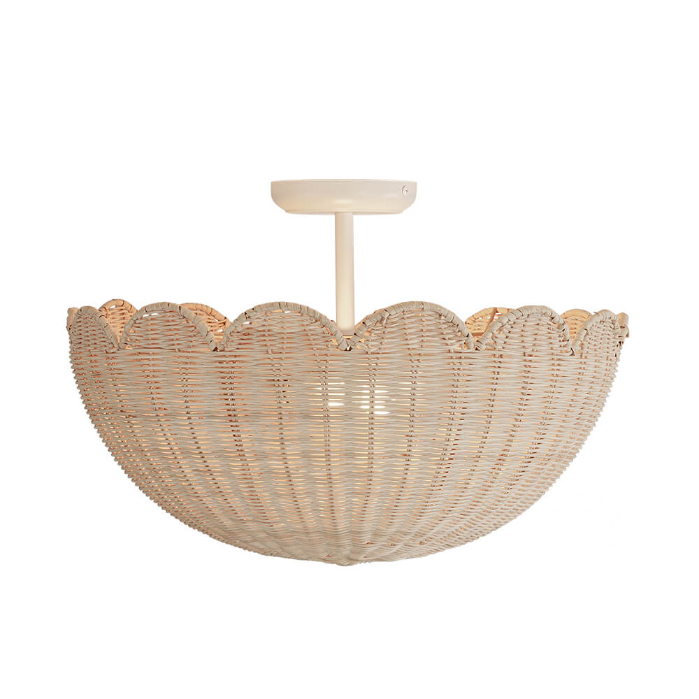 Modern Farmhouse 2 - Light Scallop Rattan Semi - Flush Mount - LightfixturesUAE