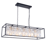 Modern Farmhouse Crystal Strips 5 Light Black Linear Chandelier - LightfixturesUAE