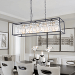 Modern Farmhouse Crystal Strips 5 Light Black Linear Chandelier - LightfixturesUAE