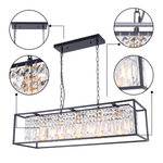 Modern Farmhouse Crystal Strips 5 Light Black Linear Chandelier - LightfixturesUAE
