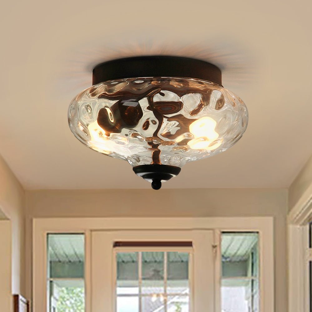 Modern Farmhouse Glass 2 - Light Flush Mount Ceiling Light - LightfixturesUAE